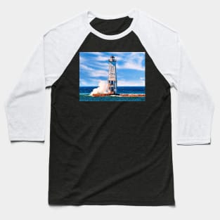 Frankfort "North Breakwater" Lighthouse - Color Baseball T-Shirt